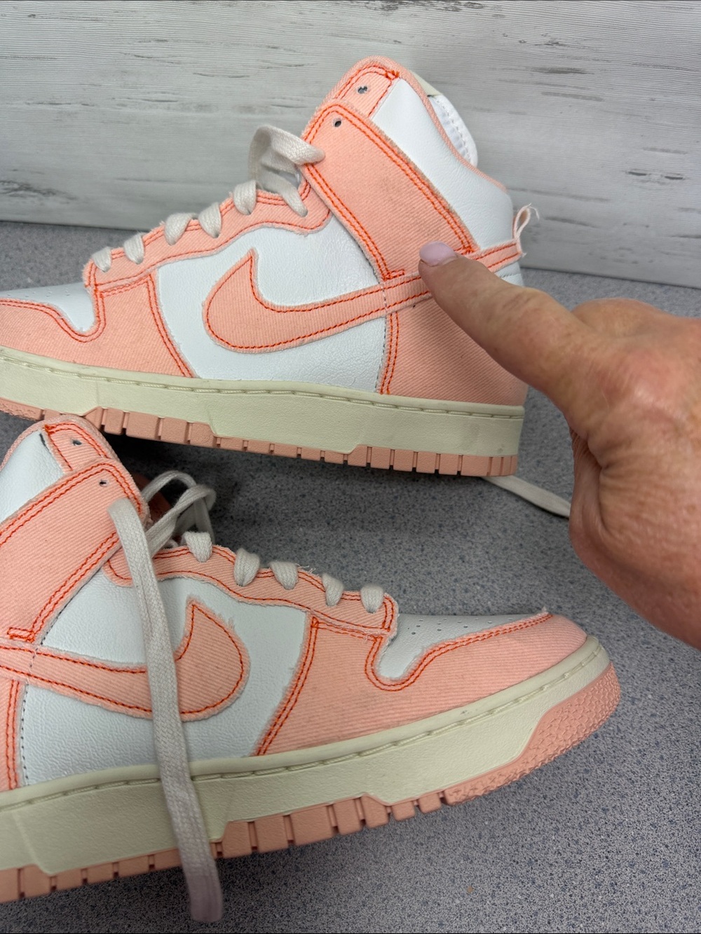 Nike Women's High-Top Sneakers in Peach and White - Picture 9 of 10